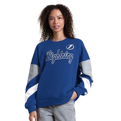 Tampa Bay Lightning Starter Women's Grand Slam Sleeve Color Block Sweatshirt - Blue