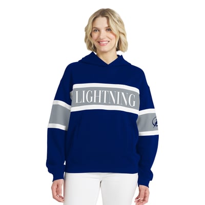  Tampa Bay Lightning WEAR by Erin Andrews Women's Colorblock Stripe Hoodie - Blue