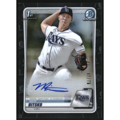 2020 Bowman Chrome Draft Autographs Black Refractors #CDANB Nick Bitsko