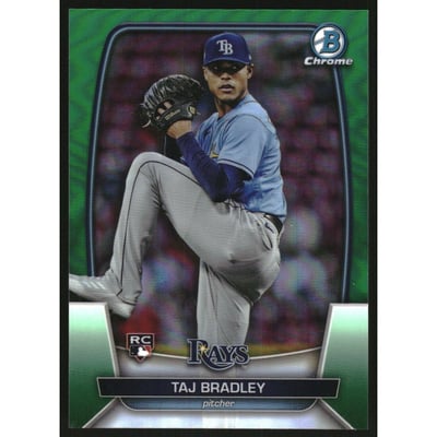 2023 Bowman Chrome Green Refractors #82 Taj Bradley