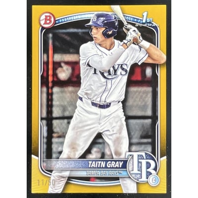 2025 Bowman Draft Gold Border #BD-7 Taitn Gray RC /50