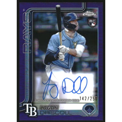 2025 Topps Chrome Rookie Autographs Purple Refractors #RALDR Logan Driscoll