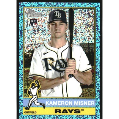 2025 Topps Heritage Chrome Light Blue Sparkle Refractors #579 Kameron Misner