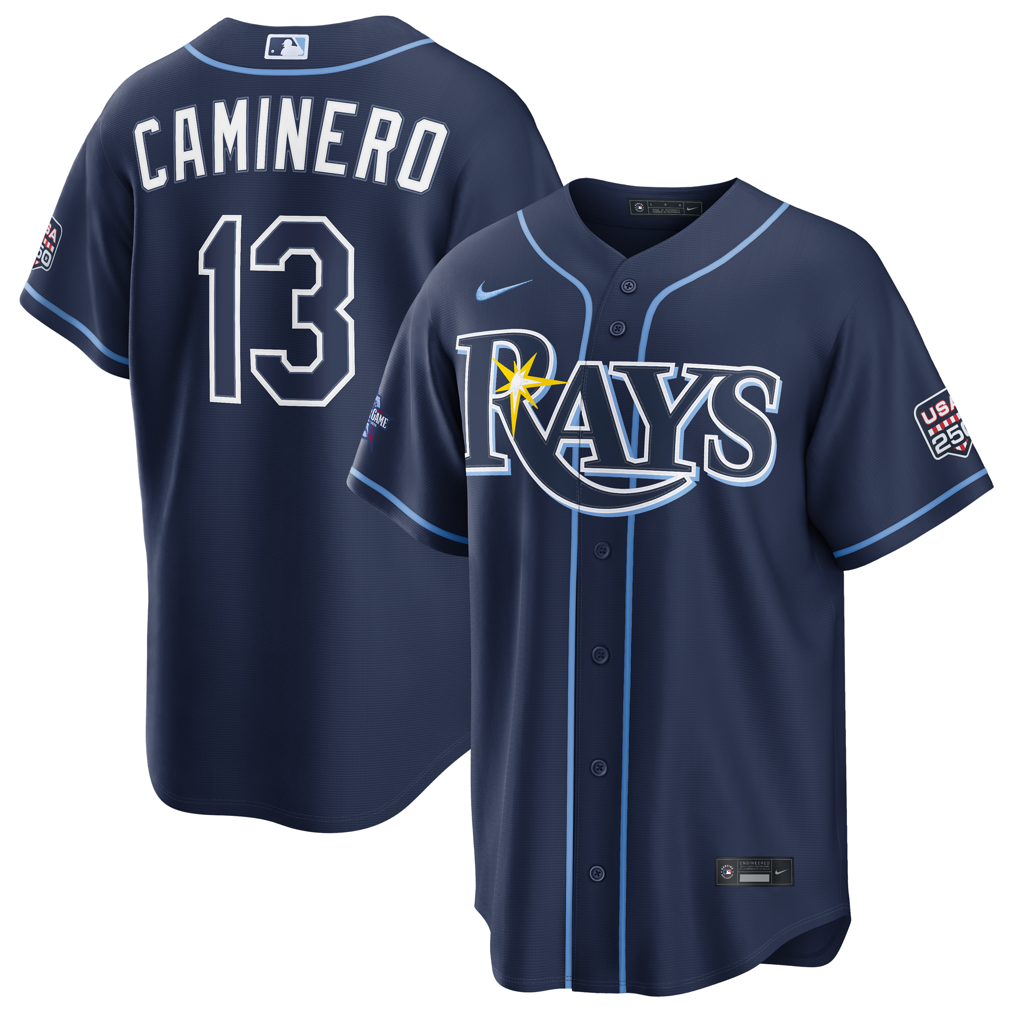 All Star Game Tampa Bay Rays Junior Caminero Navy Replica Jersey #2026