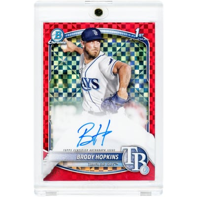 Brody Hopkins Tampa Bay Rays Autographed 2025 Bowman Chrome 1st Bowman Red Refractor #CPA-BH #5/5 Card
