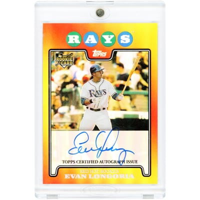 Evan Longoria Tampa Bay Rays Autographed 2008 Topps Chrome Red Hot Rookies Refractor #17 Rookie Card