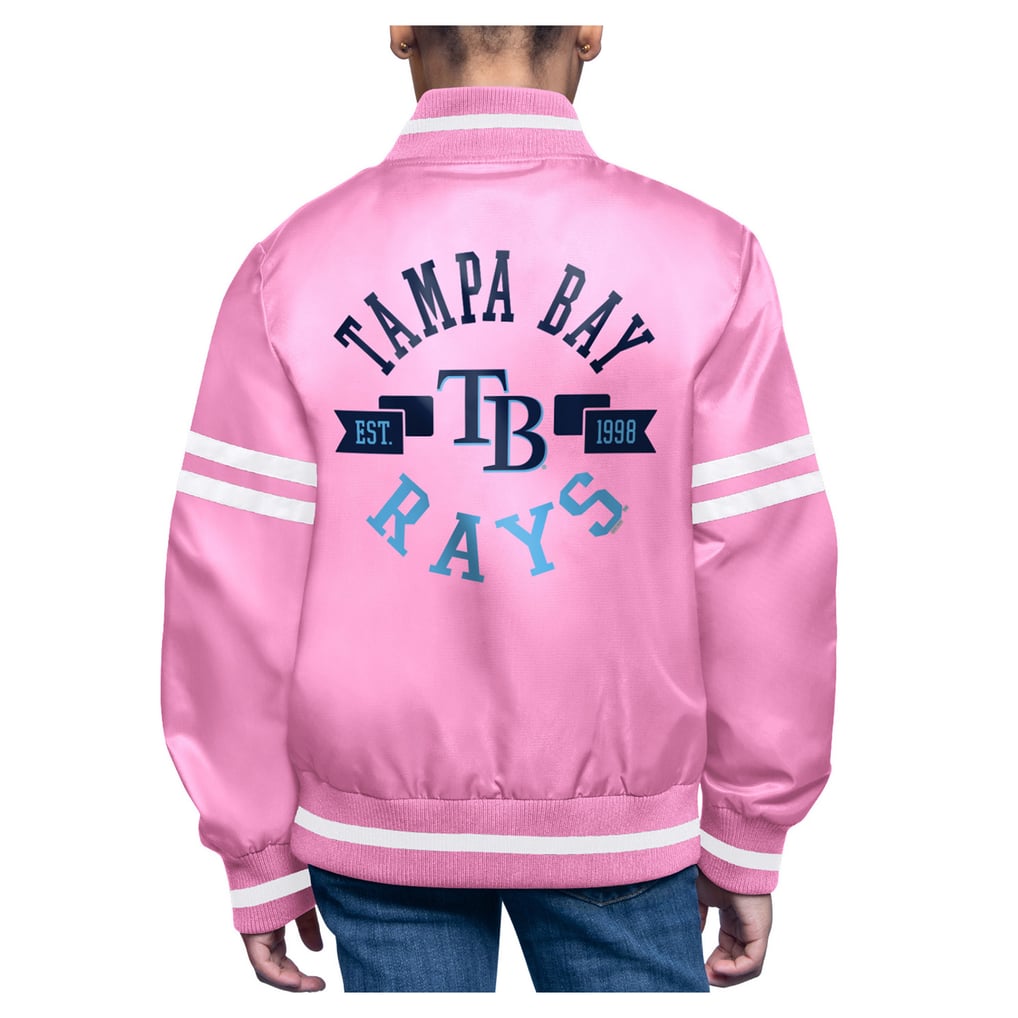 Girls Youth Tampa Bay Rays Starter Pink Printed Logo Satin Varsity Full ...