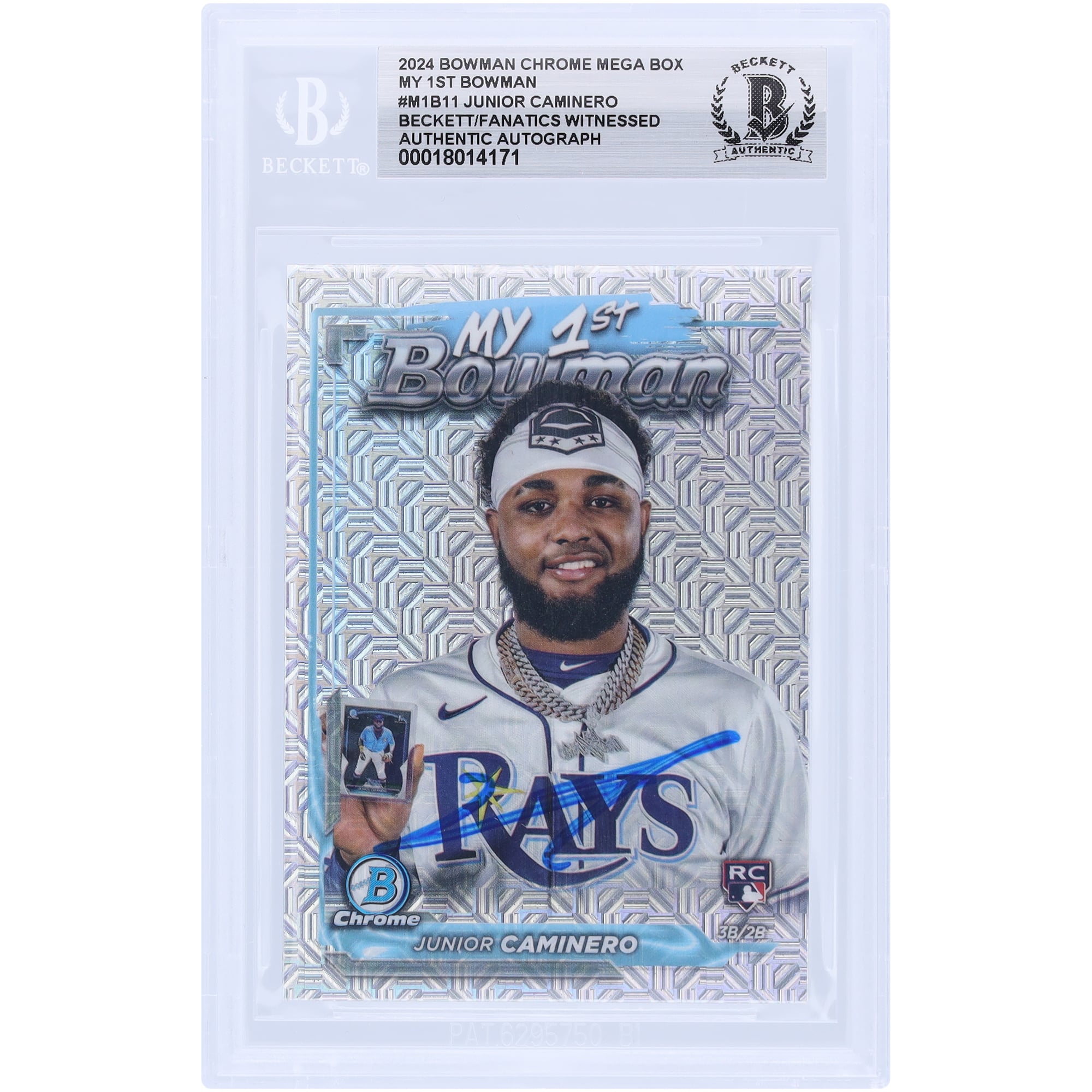 Junior Caminero Tampa Bay Rays Autographed 2024 Bowman Chrome Mega Box ...