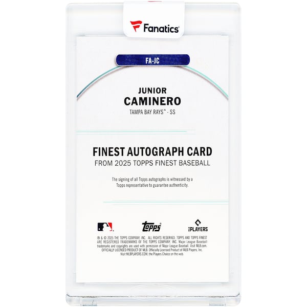 Junior Caminero Tampa Bay Rays Autographed 2025 Topps Finest Blue 