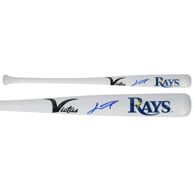Junior Caminero Tampa Bay Rays Autographed Fanatics Authentic Victus Team ID Bat