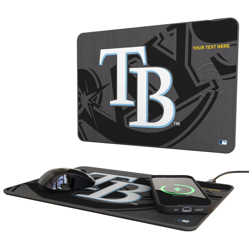 Tampa Bay Rays Keyscaper Personalized 15W Fast Wireless Charger and Mouse Pad