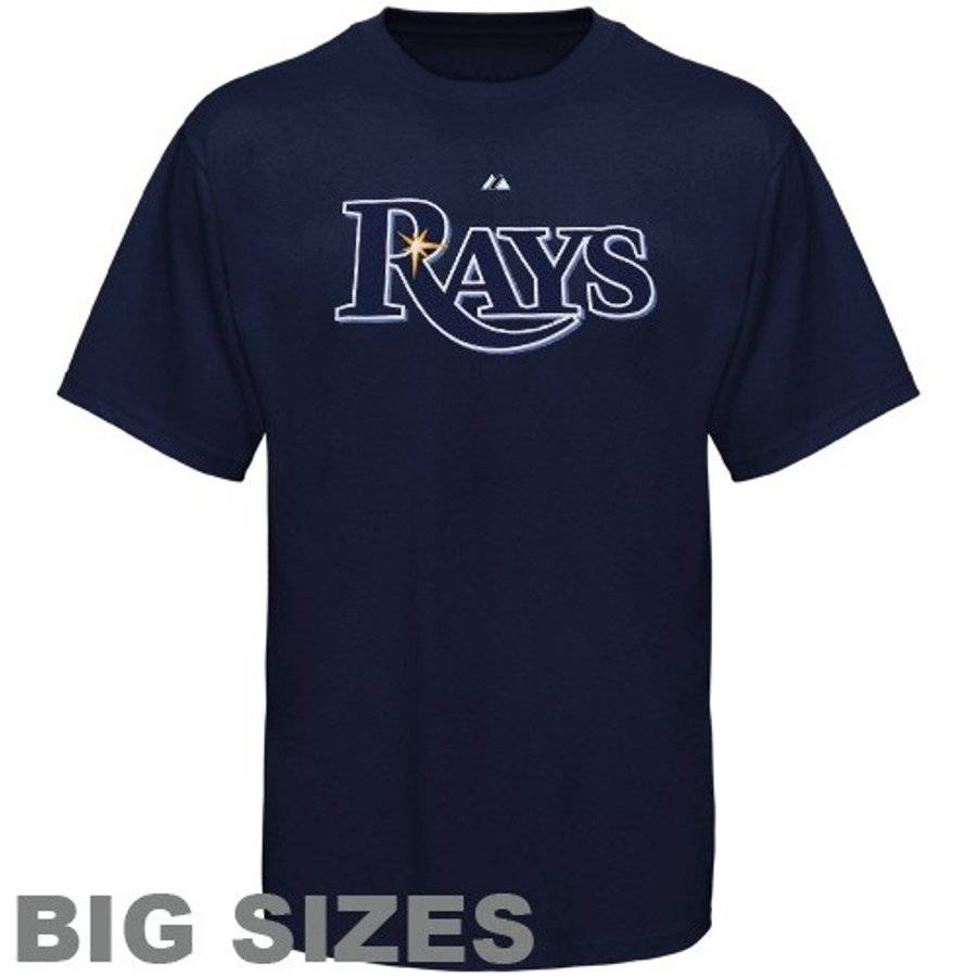 Majestic Tampa Bay Rays Navy Blue Team Logo Big Sizes T-shirt