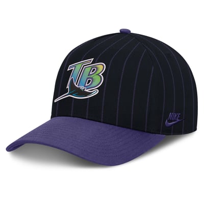 Tampa Bay Rays Nike Male Cooperstown Rise A-Frame Adjustable Hat - Black/Purple