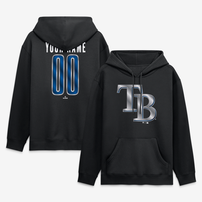 Tampa Bay Rays Big & Tall Forged Mascot Personalized Name & Number Hoodie - Black