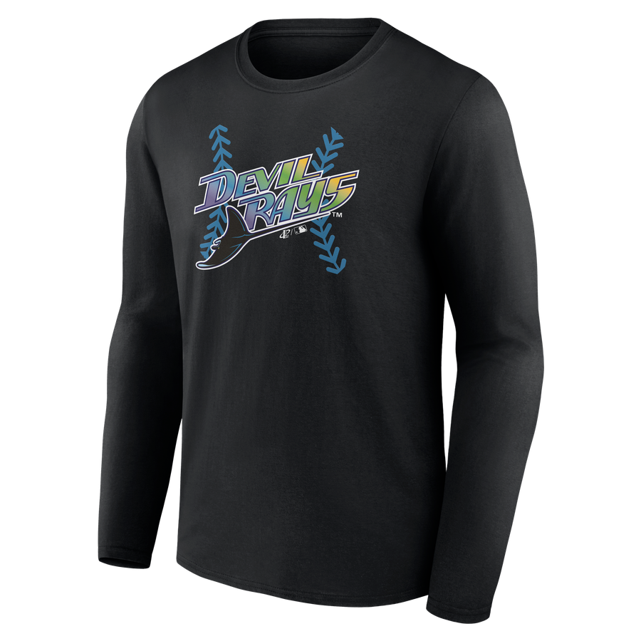 Men's Tampa Bay Rays Black Cooperstown Collection Custom Fastball Long ...