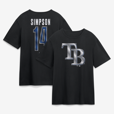 Chandler Simpson Tampa Bay Rays Metallic Mascot Name & Number T-Shirt - Black