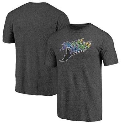 Tampa Bay Rays Cooperstown Official Logo Tri-Blend T-Shirt - Charcoal