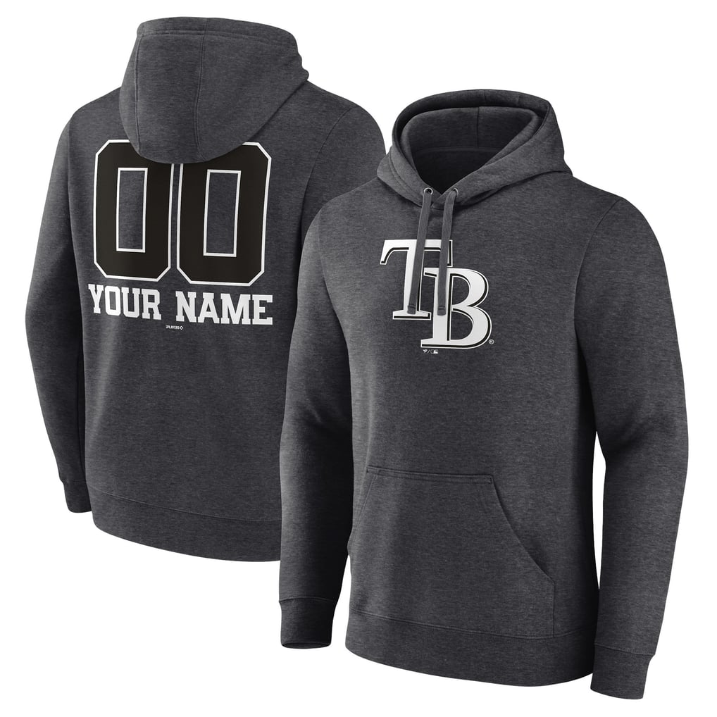 Tampa Bay Rays Personalized Monochrome Name & Number Pullover Hoodie - Charcoal
