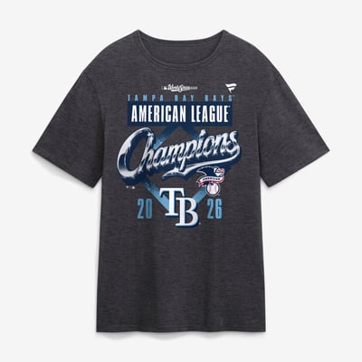 Tampa Bay Rays Fanatics 2026 American League Champions Locker Room Big & Tall T-Shirt - Heather Charcoal