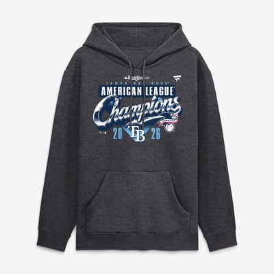 Tampa Bay Rays Fanatics 2026 American League Champions Locker Room Hoodie - Heather Charcoal