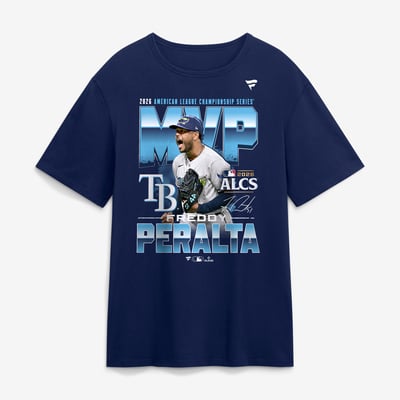 Freddy Peralta Tampa Bay Rays 2026 American League Championship Series MVP T-Shirt - Navy