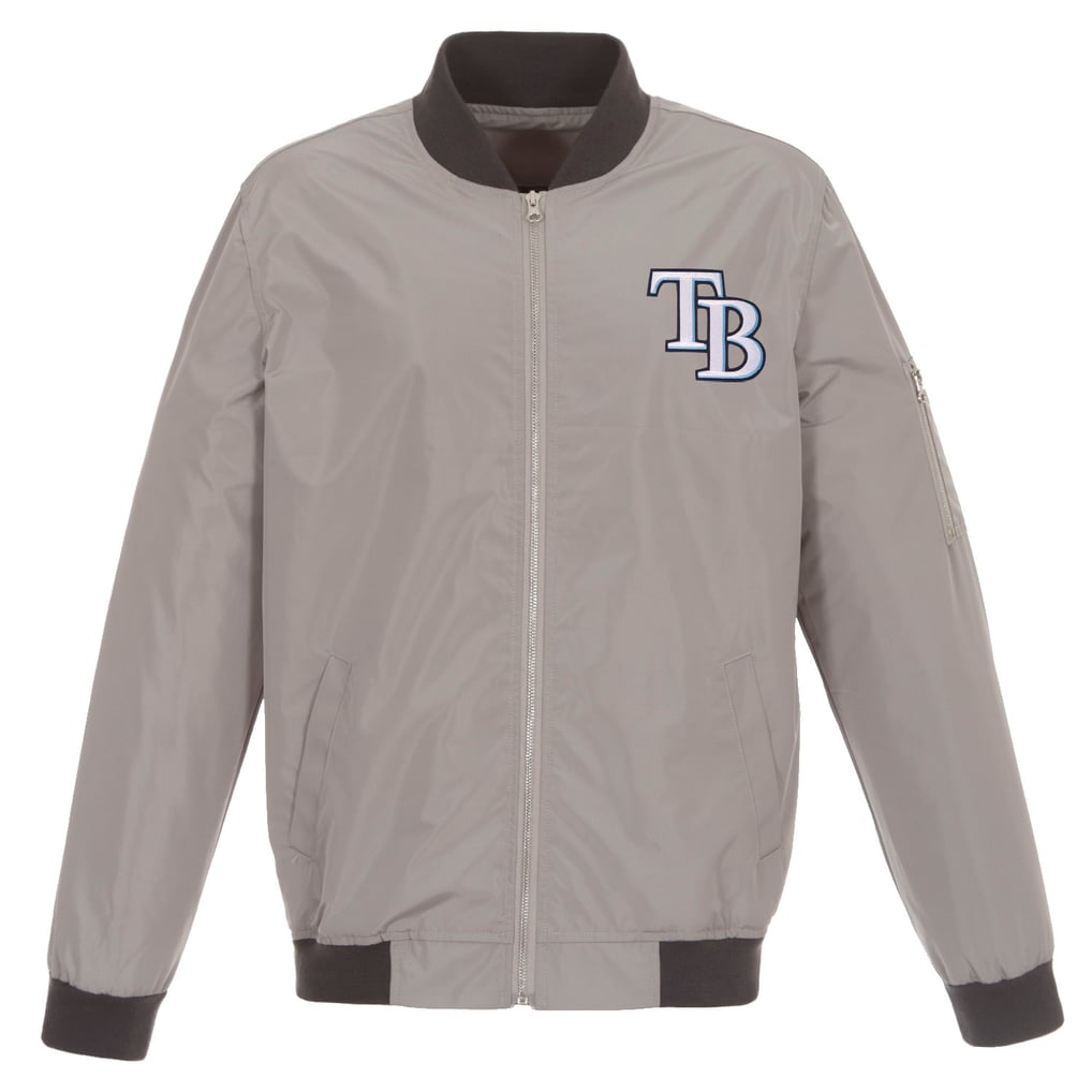 Tampa Bay Rays JH Design Lightweight Nylon Bomber Jacket - Gray