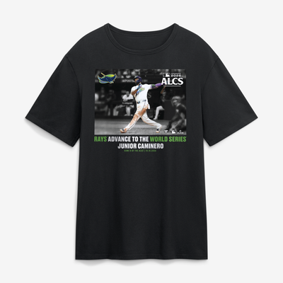 Junior Caminero Tampa Bay Rays 2026 American League Championship Series Game Frame T-Shirt - Black