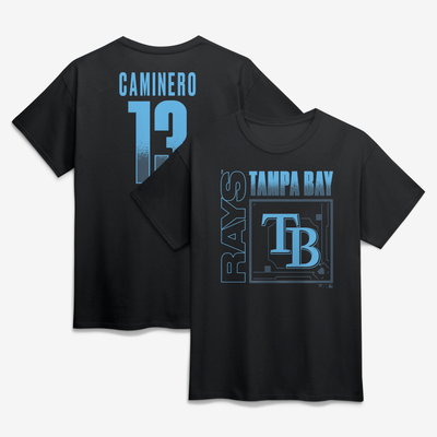 Junior Caminero Tampa Bay Rays Home Field Pop Name & Number T-Shirt - Black