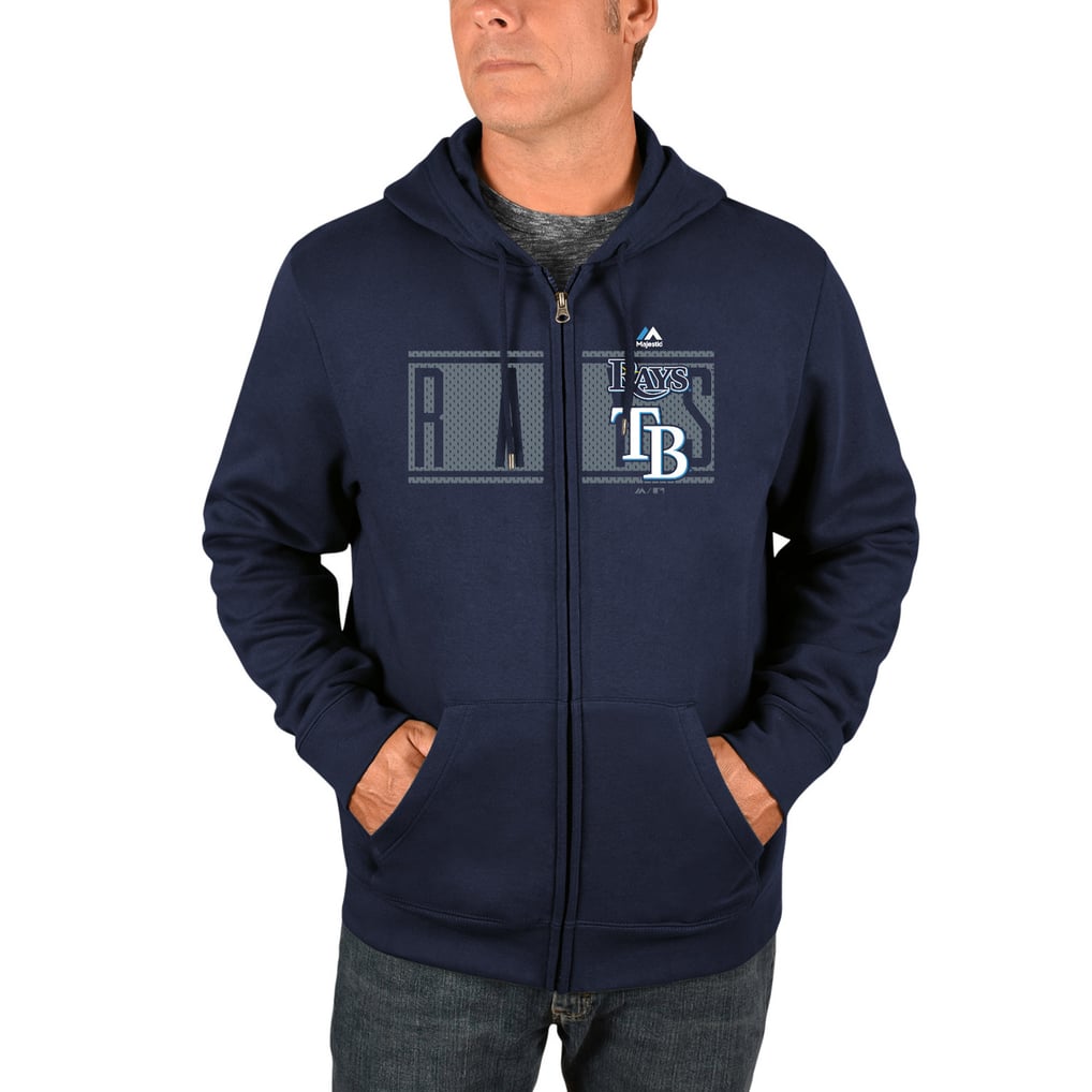 Men's Tampa Bay Rays Majestic Navy Piercing Attack Full-Zip Hoodie