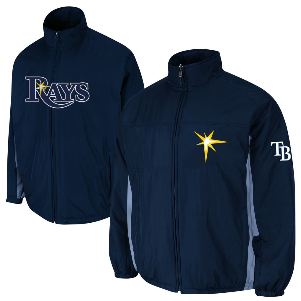 Tampa Rays Jacket Men's Tampa Bay Rays Majestic Navy On-Field Triple Climate 3-In-1 Jacket