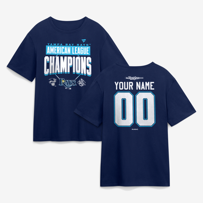  Tampa Bay Rays 2026 American League Champions Custom Name & Number T-Shirt - Navy