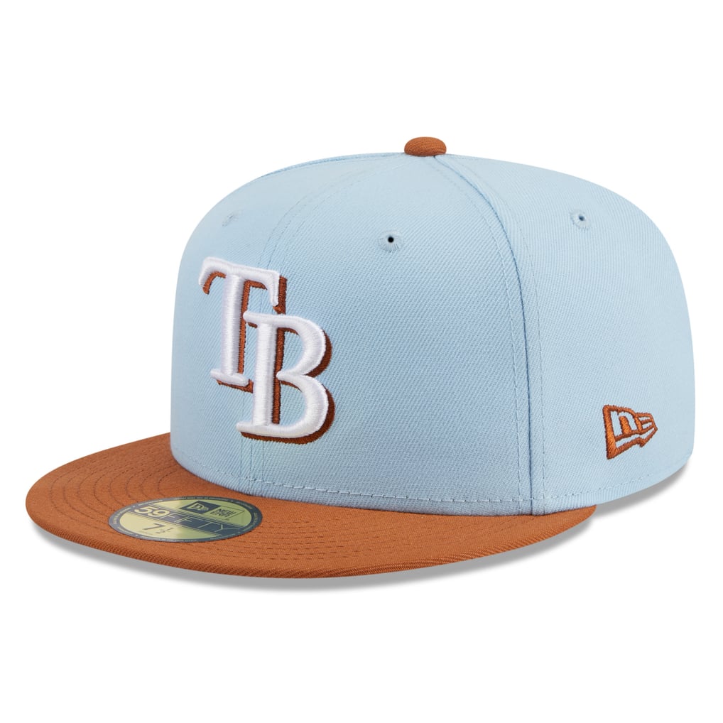 Tampa Bay Rays New Era Spring Color Basic Two-Tone 59FIFTY Fitted Hat - Light Blue/Brown
