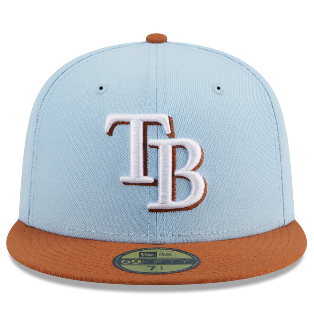 Tampa Bay Rays New Era Spring Color Basic Two-Tone 59FIFTY Fitted Hat - Light Blue/Brown