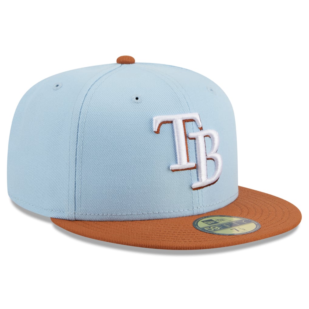 Tampa Bay Rays New Era Spring Color Basic Two-Tone 59FIFTY Fitted Hat - Light Blue/Brown