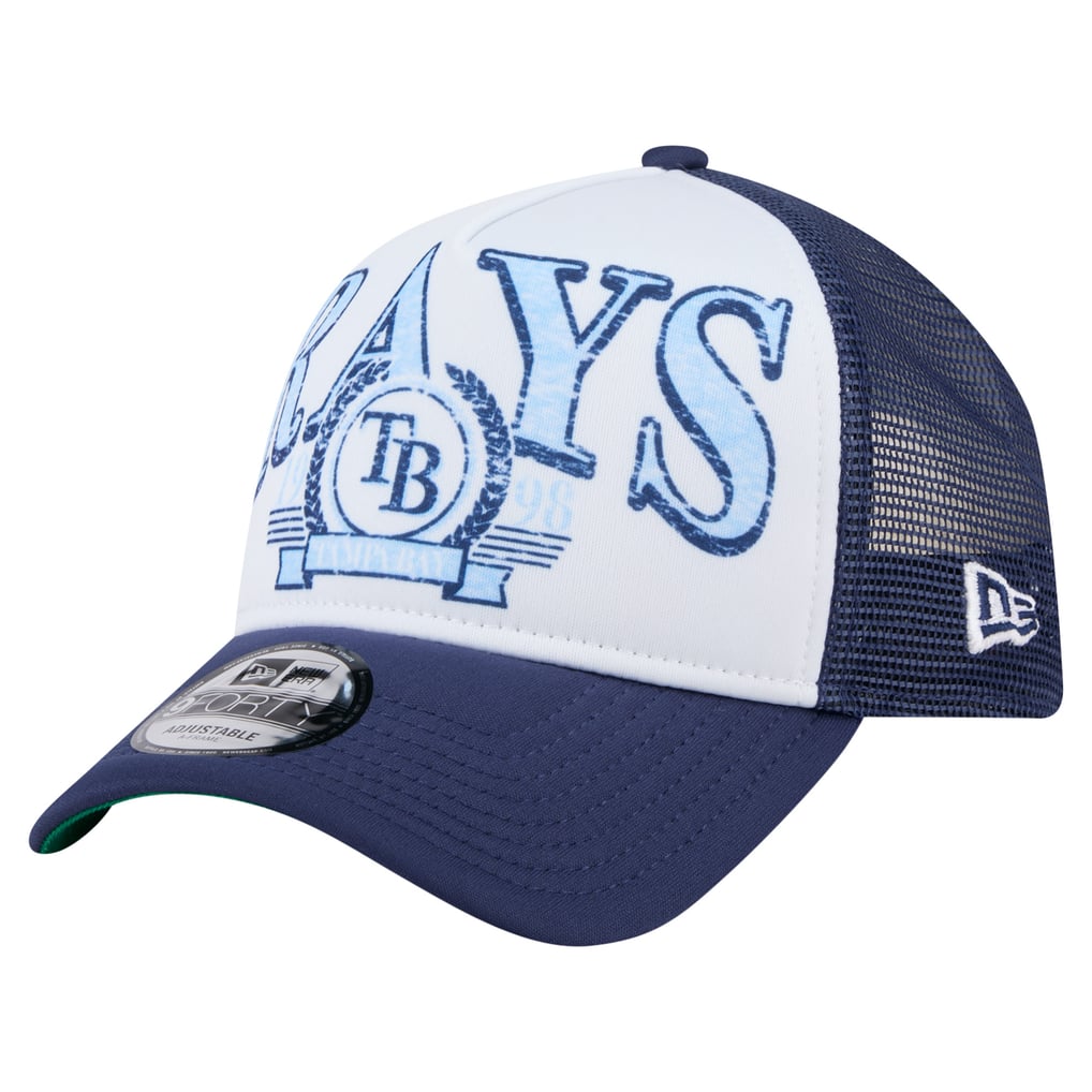  Tampa Bay Rays New Era Distressed 9FORTY A-Frame Adjustable Trucker Hat - Navy