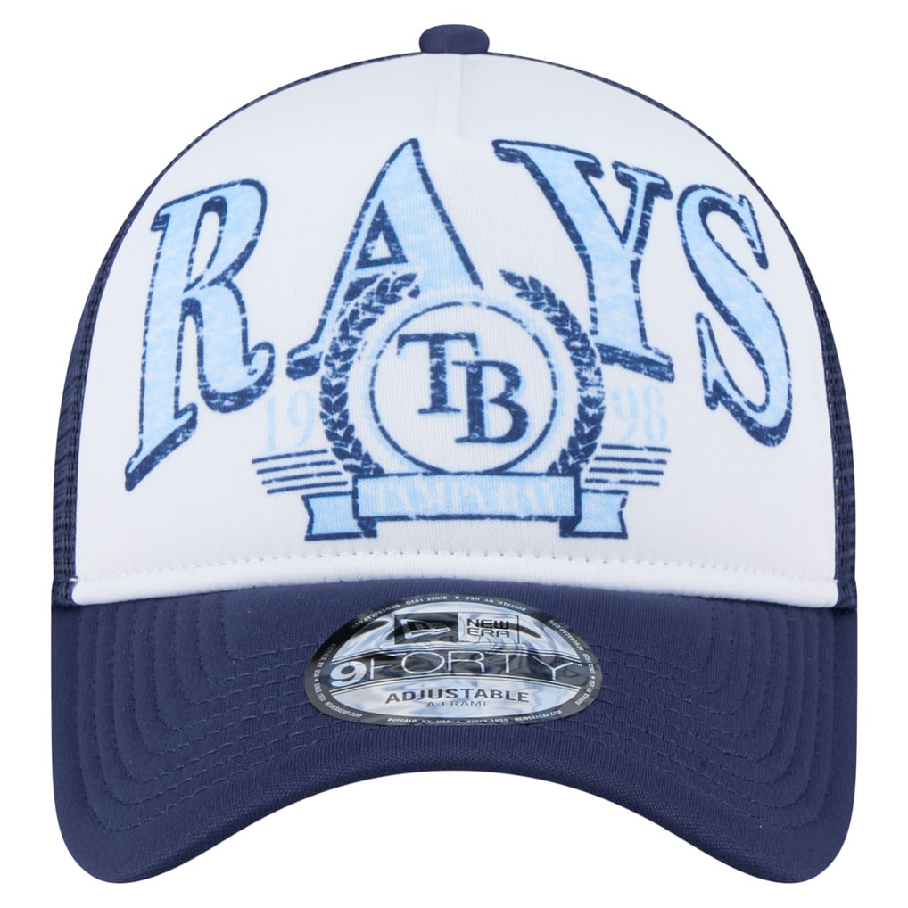  Tampa Bay Rays New Era Distressed 9FORTY A-Frame Adjustable Trucker Hat - Navy
