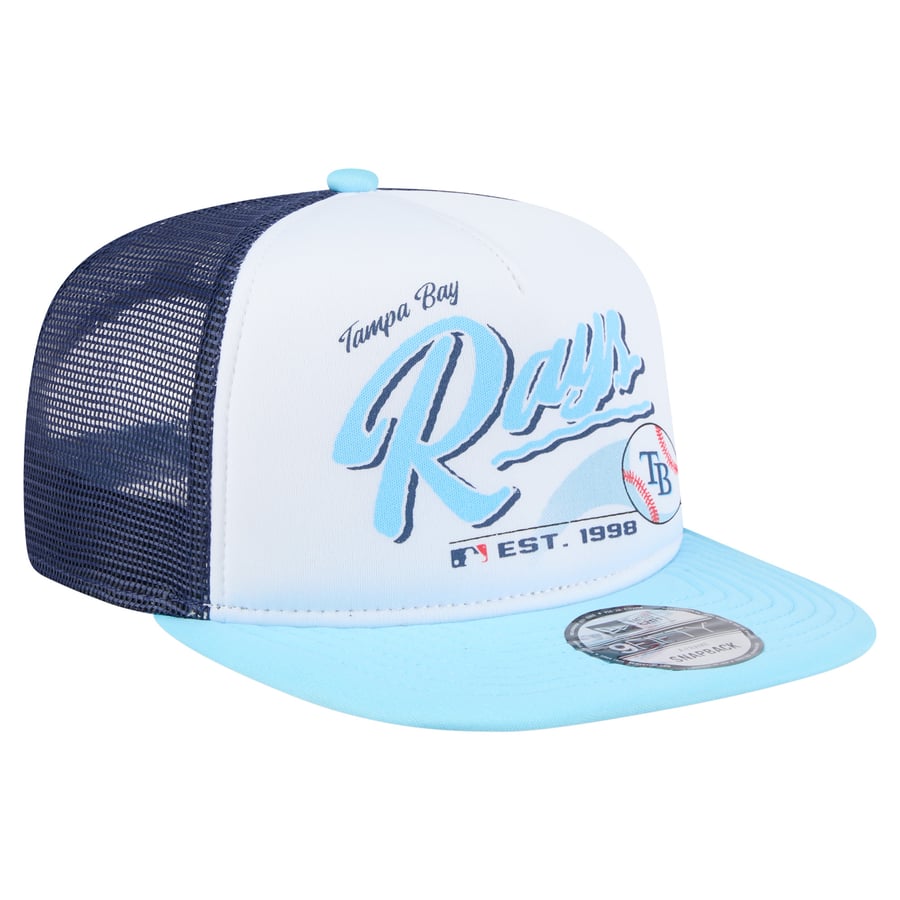 Men's Tampa Bay Rays New Era White/Light Blue Retro Script Trucker ...