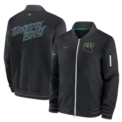  Tampa Bay Rays Nike 2024 City Connect Authentic Collection Game Time Full-Zip Bomber Jacket - Black