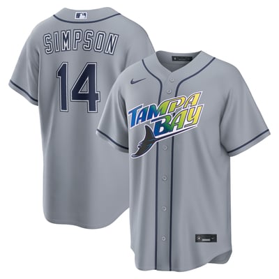 Chandler Simpson Tampa Bay Rays Nike Road Stadium Jersey - Gray