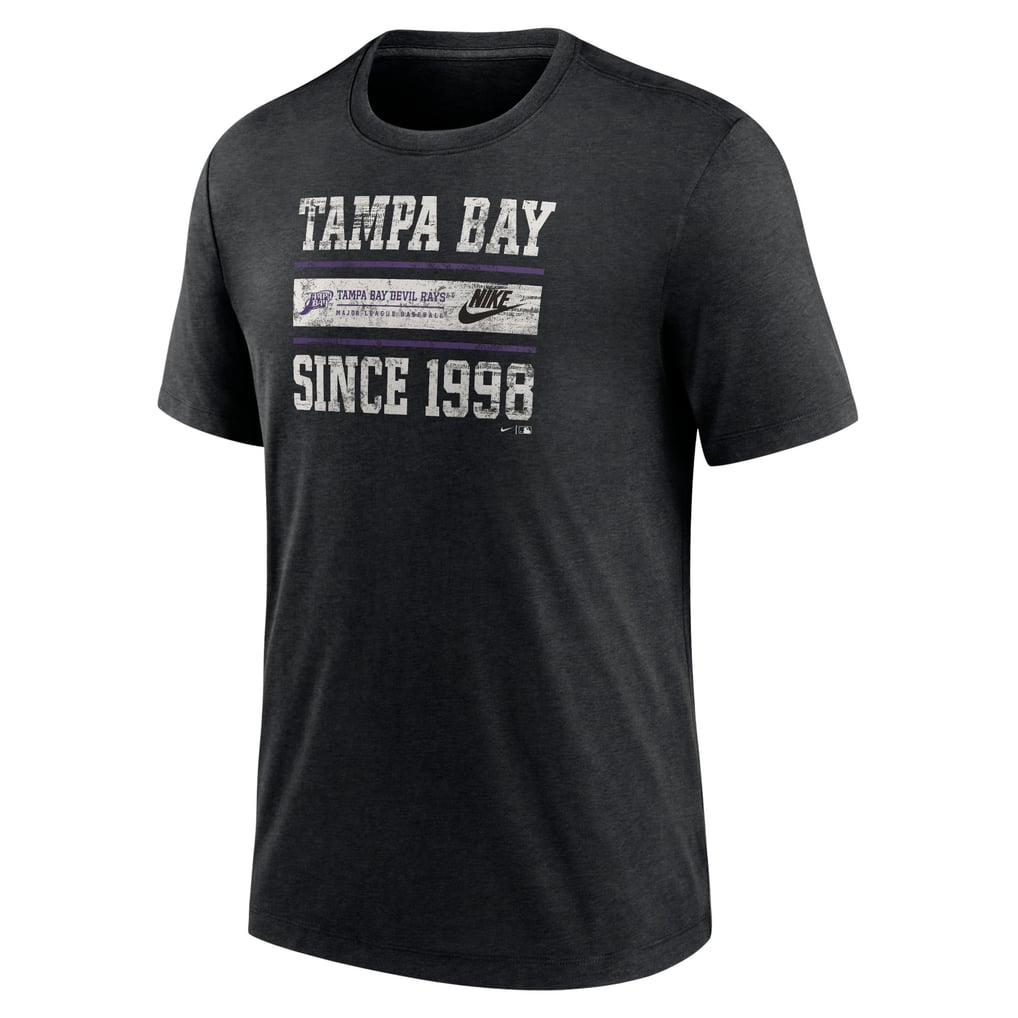 Tampa Bay Rays Nike Cooperstown Collection Local Stack Tri-Blend T-Shirt - Heather Black