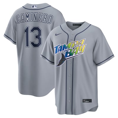 Junior Caminero Tampa Bay Rays Nike Road Stadium Jersey - Gray