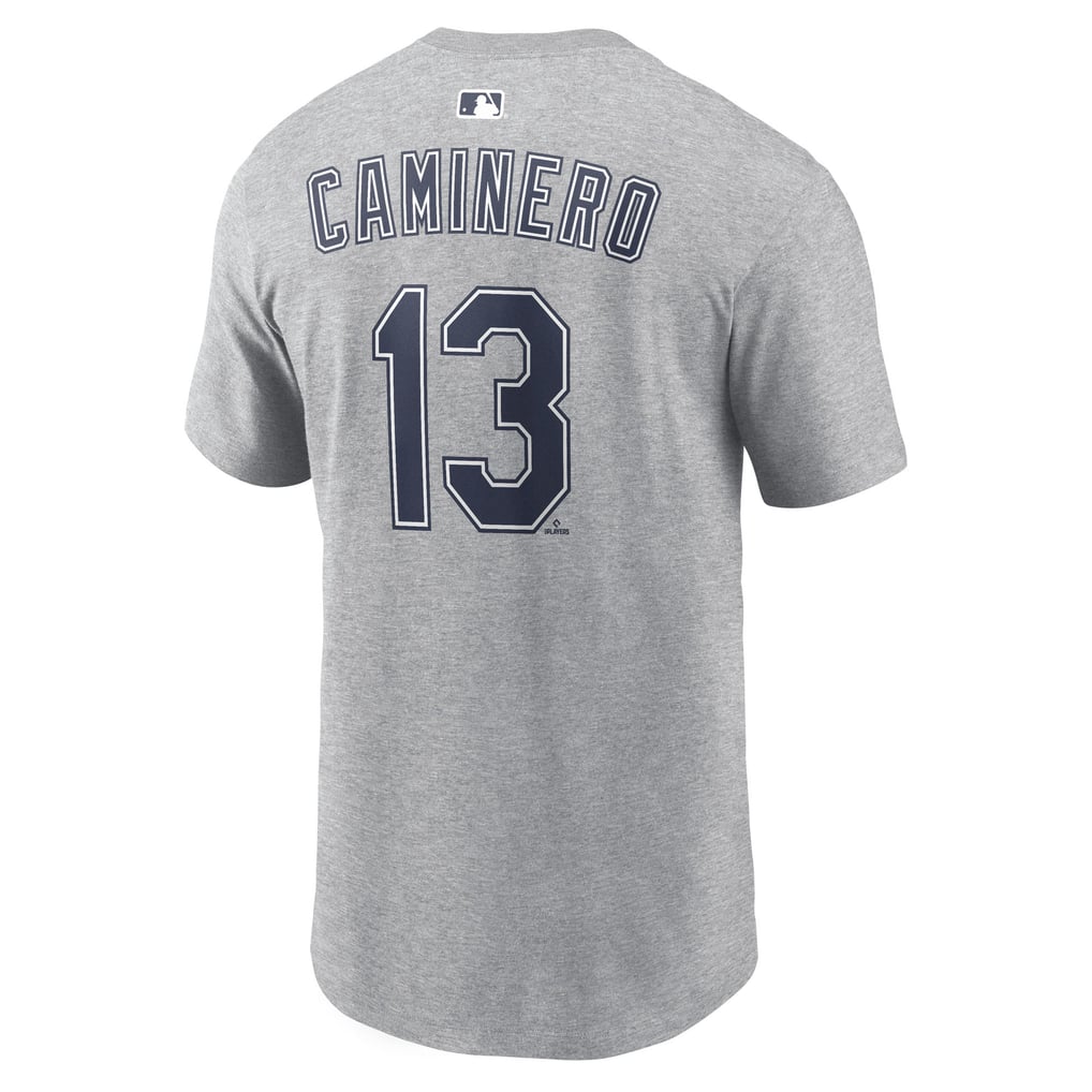 Men's Tampa Bay Rays Junior Caminero Nike Heather Gray Road Name ...