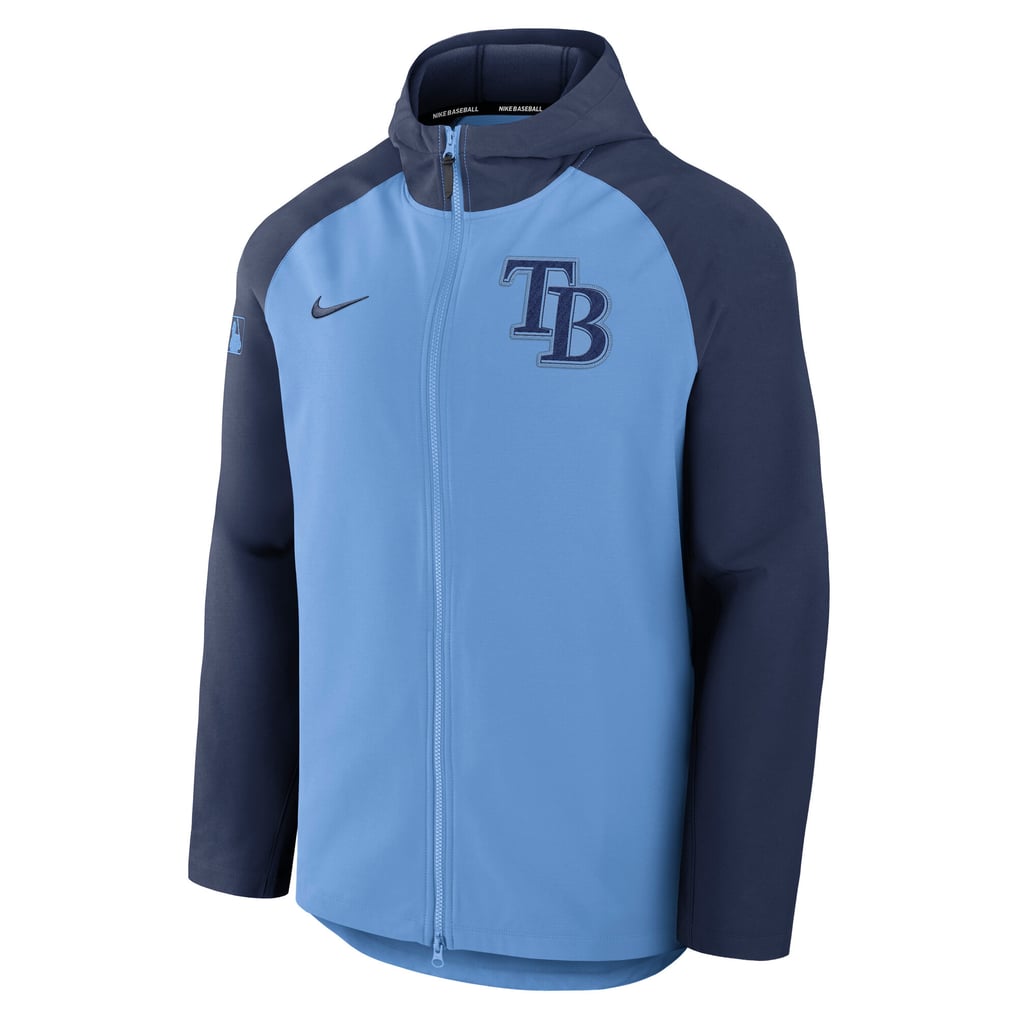 Tampa Rays Jacket Men's Tampa Bay Rays Nike Light Blue/Navy Authentic Collection Raglan ...
