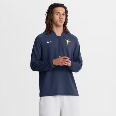 Tampa Bay Rays Nike Authentic Collection Dri-FIT Raglan Half-Zip Pullover - Navy