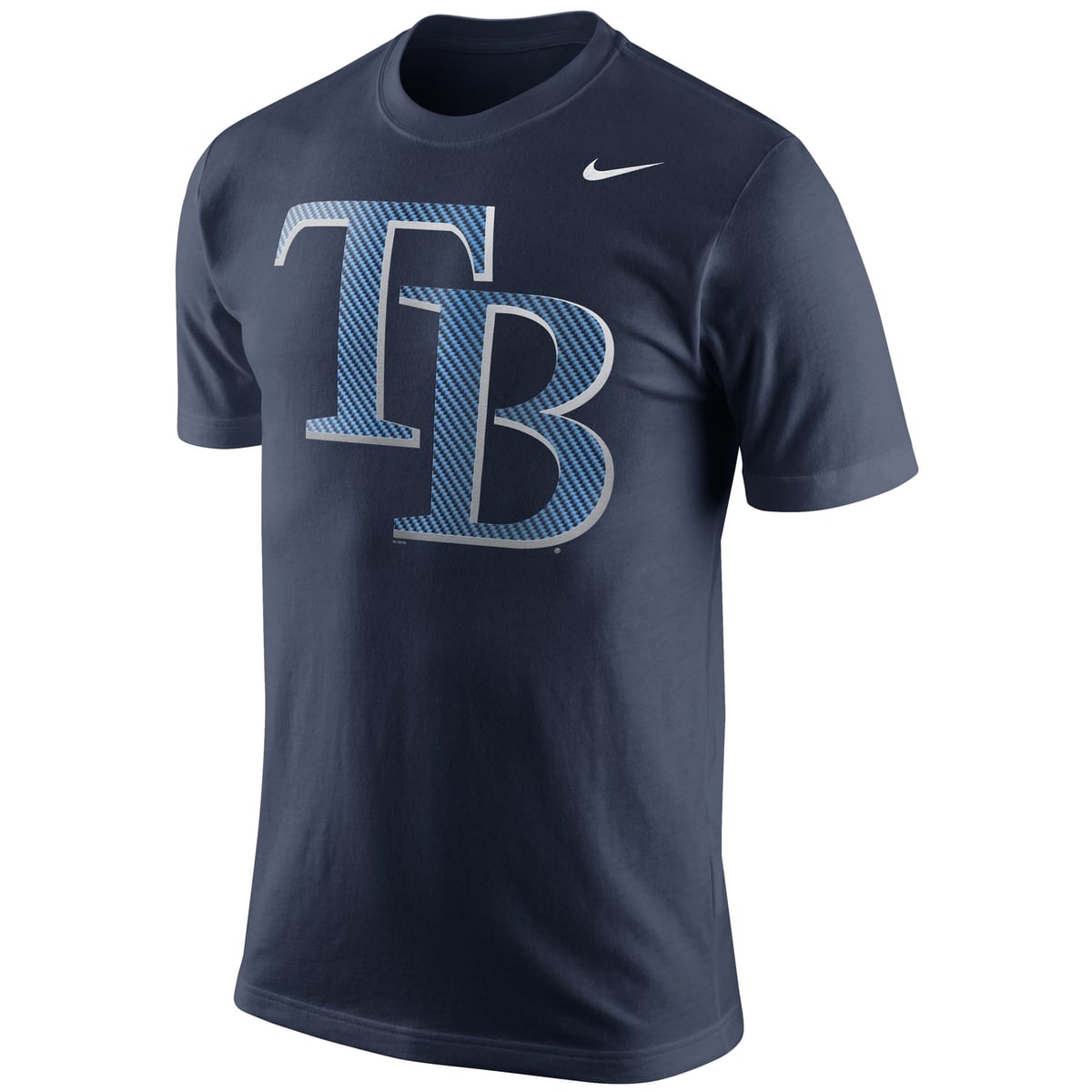 Tampa Rays Pattern Men's Tampa Bay Rays Nike Navy Carbon Fiber Pattern Logo T-Shirt