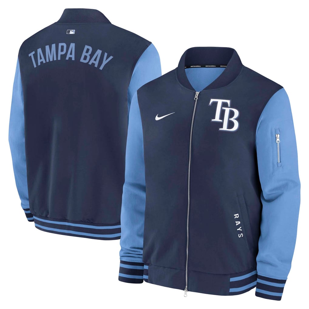 Tampa Rays Jacket Men's Tampa Bay Rays Nike Navy/Light Blue Authentic Collection Dugout ...