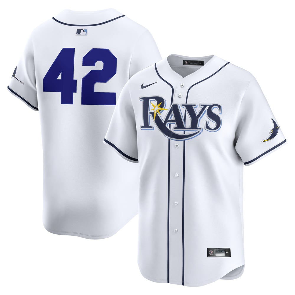 Men's Tampa Bay Rays Nike White Home 2025 Jackie Robinson Day Limited ...