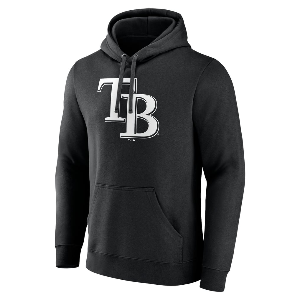 Tampa Bay Rays Monochrome Personalized Name & Number Pullover Hoodie - Black