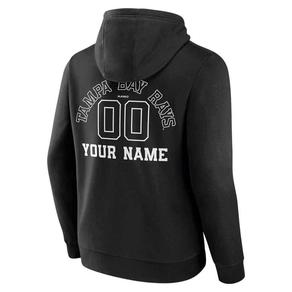 Tampa Bay Rays Monochrome Personalized Name & Number Pullover Hoodie - Black