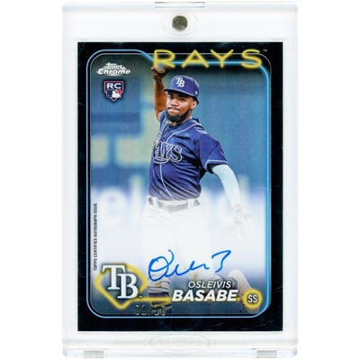 Osleivis Basabe Tampa Bay Rays Autographed 2024 Topps Chrome Black Refractor #RA-OB #1/10 Rookie Card